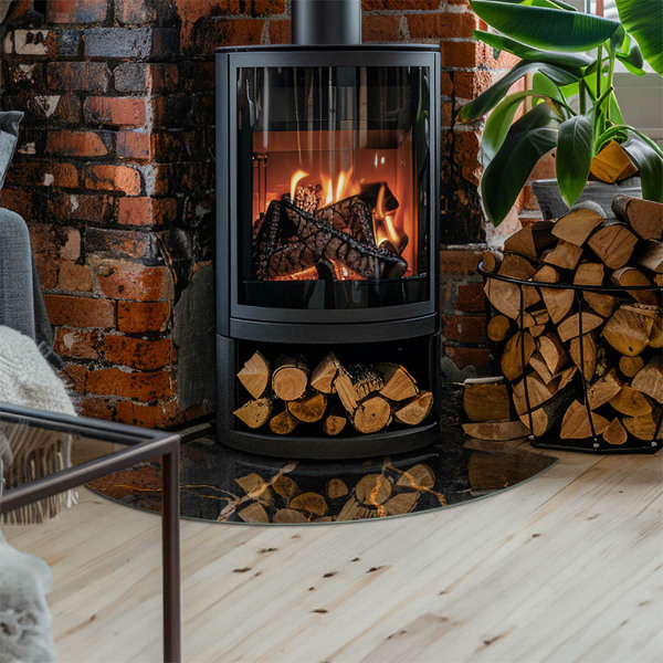 Rohová podložka pod krbové kachle Mramorový štýl s jemným žilkovaním