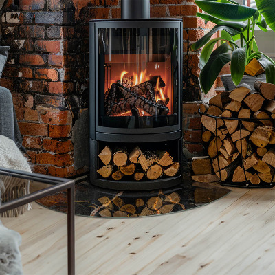 Rohová podložka pod krbové kachle Mramorový štýl s jemným žilkovaním