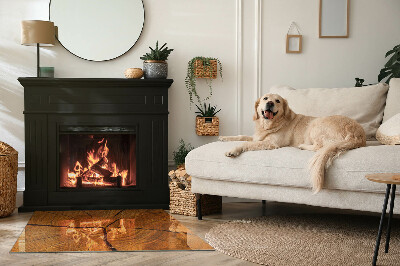 Obdĺžniková sklenená podložka pod krb Drevo v priereze s prirodzenou textúrou