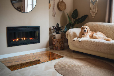 Obdĺžniková sklenená podložka pod krb Drevo v priereze s prirodzenou textúrou