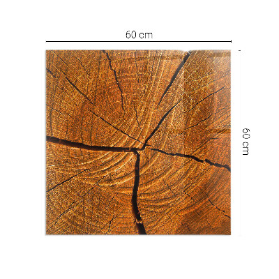 Obdĺžniková sklenená podložka pod krb Drevo v priereze s prirodzenou textúrou