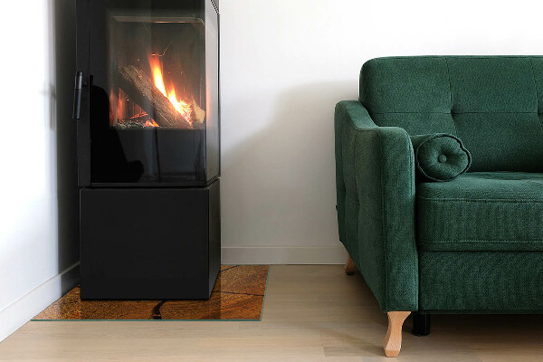 Obdĺžniková sklenená podložka pod krb Drevo v priereze s prirodzenou textúrou