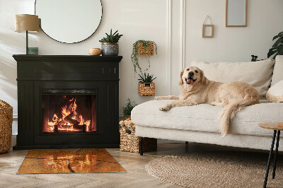 Obdĺžniková sklenená podložka pod krb Drevo v priereze s prirodzenou textúrou