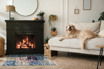 Obdĺžniková sklenená podložka pod krb Keramické vzory na pozadí