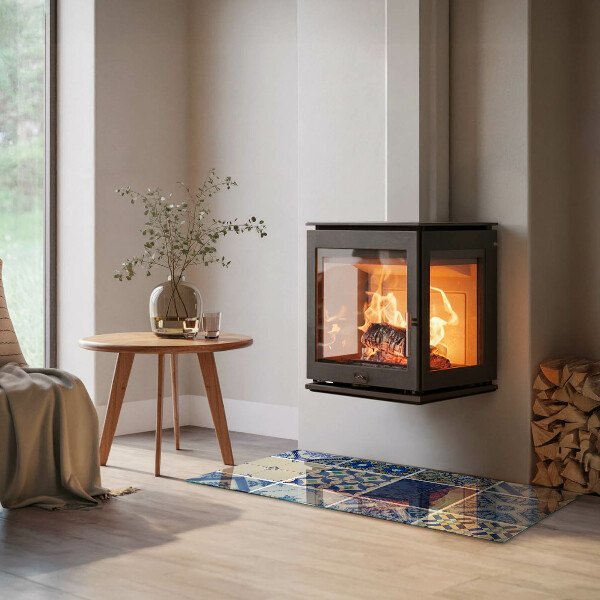 Obdĺžniková sklenená podložka pod krb Keramické vzory na pozadí