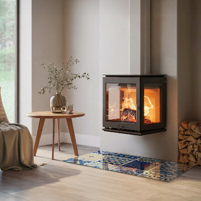 Obdĺžniková sklenená podložka pod krb Keramické vzory na pozadí