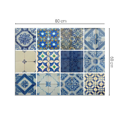 Obdĺžniková sklenená podložka pod krb Keramické vzory na pozadí