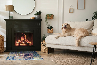 Obdĺžniková sklenená podložka pod krb Keramické vzory na pozadí