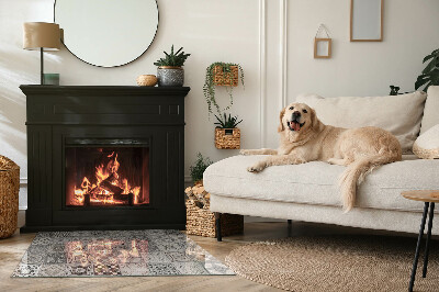 Obdĺžniková podložka pred krb Dekoratívne vzory s dlaždicami