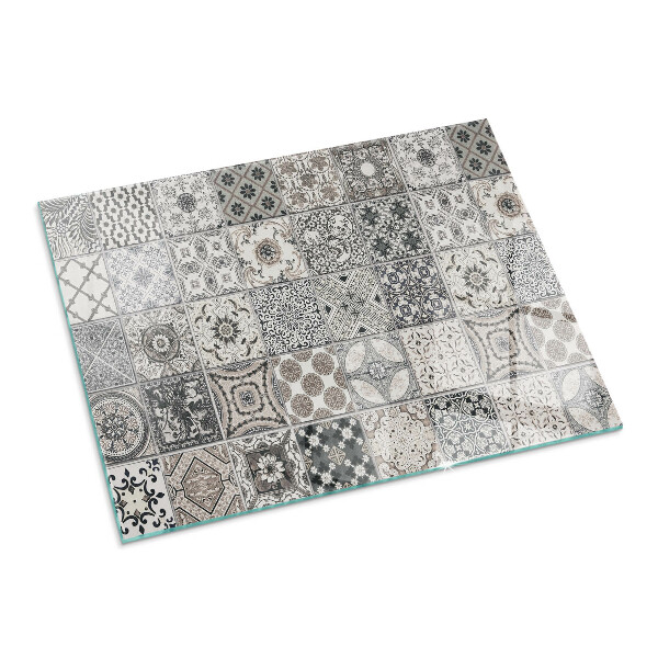 Obdĺžniková podložka pred krb Dekoratívne vzory s dlaždicami