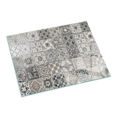 Obdĺžniková podložka pred krb Dekoratívne vzory s dlaždicami