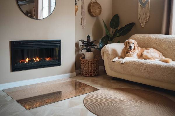 Obdĺžnikové sklo pod kachle Vzor inšpirovaný drevom