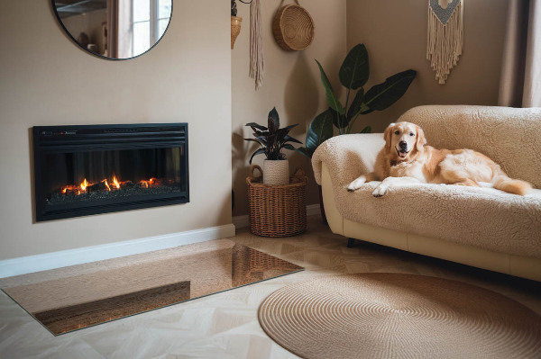 Obdĺžnikové sklo pod kachle Vzor inšpirovaný drevom