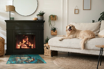 Obdĺžniková podložka pred krb Organický vzor v abstraktnom štýle