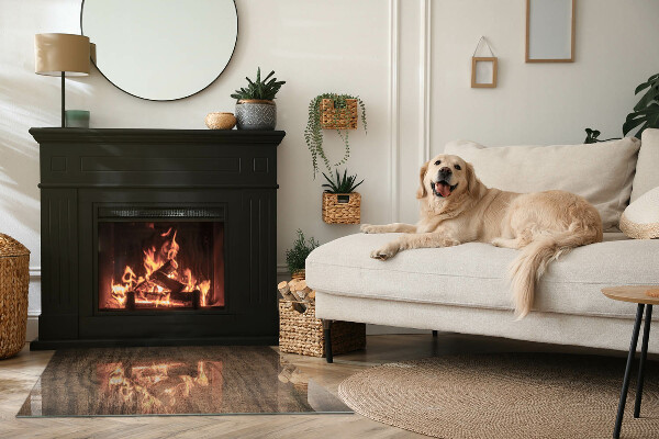 Obdĺžniková podložka pred krb Vzor borovicového dreva