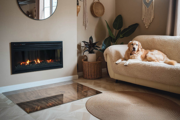 Obdĺžniková podložka pred krb Vzor borovicového dreva