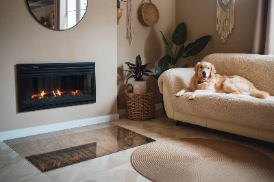 Obdĺžniková podložka pred krb Vzor borovicového dreva