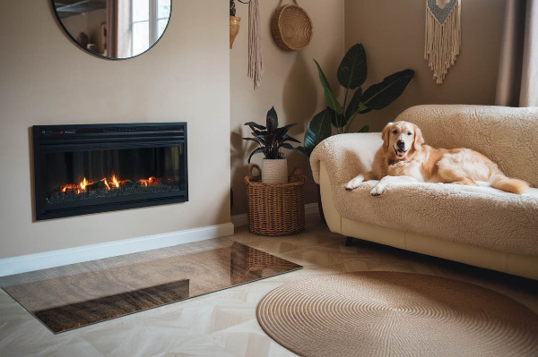 Obdĺžniková podložka pred krb Vzor borovicového dreva