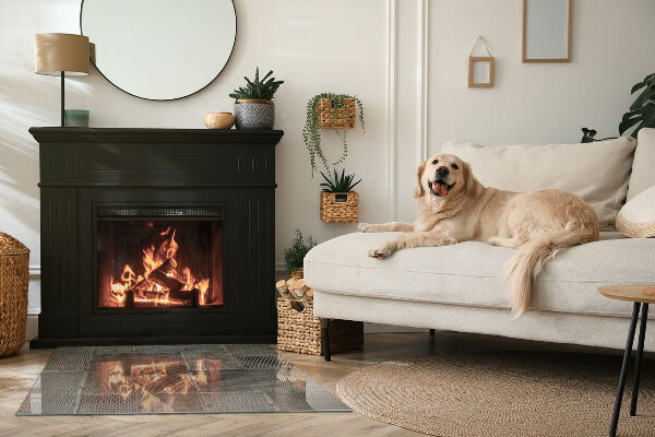 Obdĺžniková sklenená podložka pod krb Motív perforovanej ocele