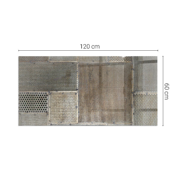 Obdĺžniková sklenená podložka pod krb Motív perforovanej ocele