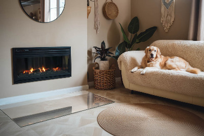 Obdĺžniková sklenená podložka pod krb Mramorový organický motív