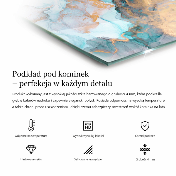 Obdĺžniková sklenená podložka pod krb Vzor surovej štruktúry