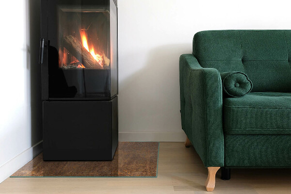 Obdĺžniková podložka pred krb Odtlačok hrdze na kovovom povrchu