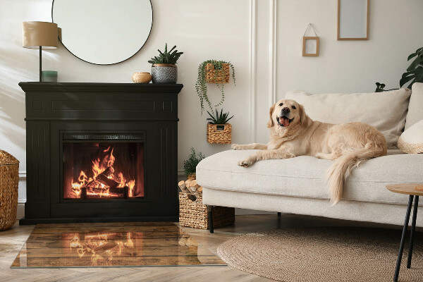 Obdĺžniková podložka pred krb Prírodná textúra dreva