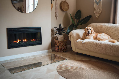 Obdĺžniková sklenená podložka pod krb Jemné vzory listov