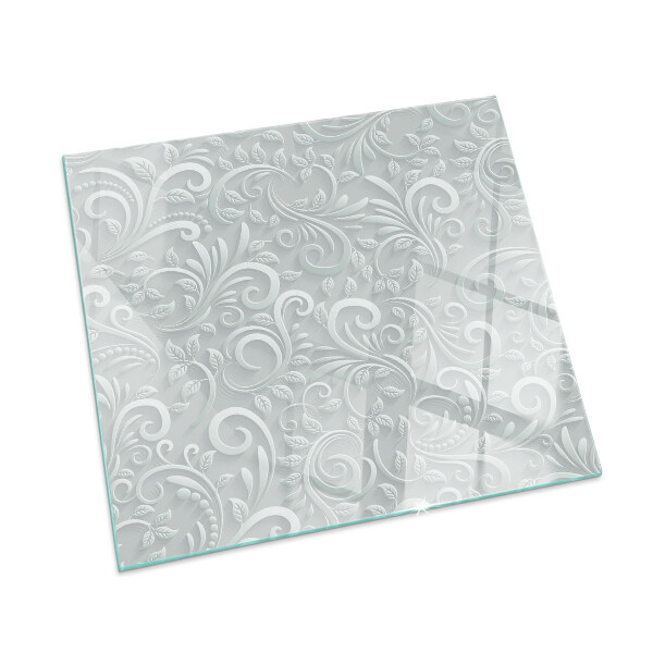 Obdĺžniková sklenená podložka pod krb Štýlový rastlinný motív