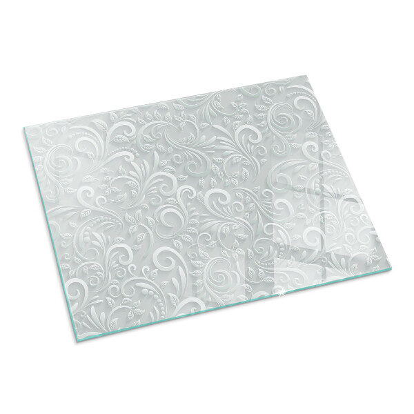 Obdĺžniková sklenená podložka pod krb Štýlový rastlinný motív