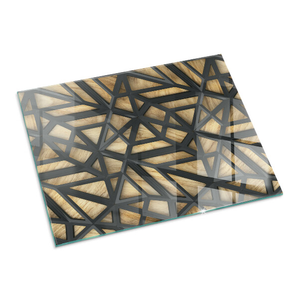 Obdĺžnikové sklo pod kachle Moderné tvary s dreveným akcentom