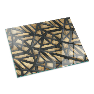 Obdĺžnikové sklo pod kachle Moderné tvary s dreveným akcentom