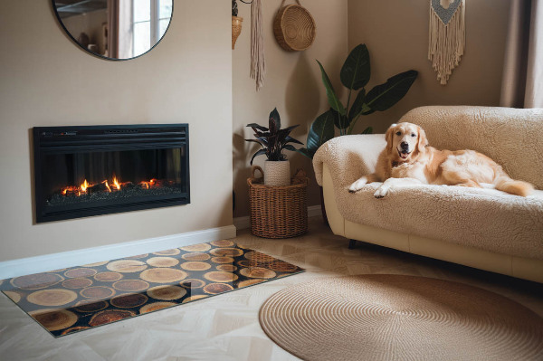 Obdĺžnikové sklo pod kachle Krabica s dreveným rámom