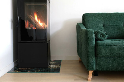 Obdĺžniková sklenená podložka pod krb Kvetinový motív s motýľmi