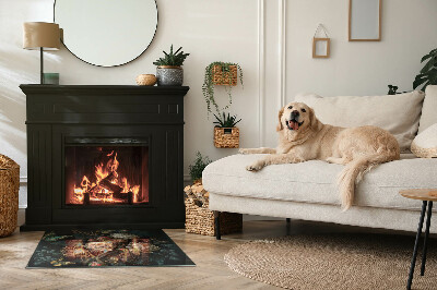 Obdĺžniková sklenená podložka pod krb Kvetinový motív s motýľmi