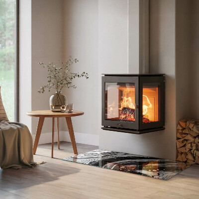 Obdĺžniková podložka pred krb Abstraktné vlnité a lineárne vzory