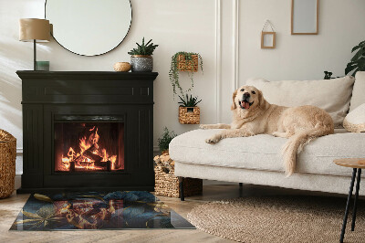 Obdĺžniková sklenená podložka pod krb Štýlové listy v štruktúre