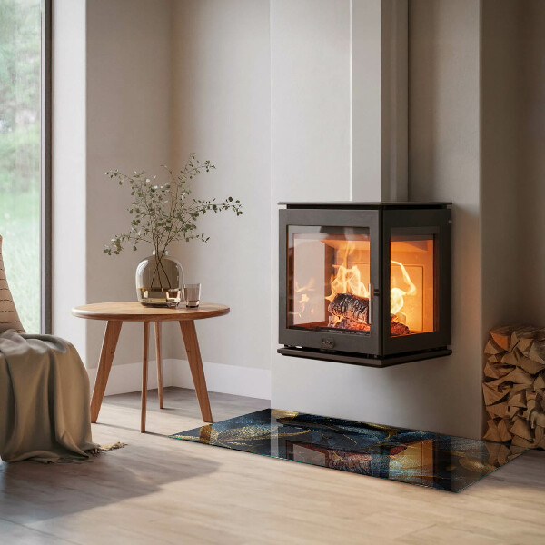 Obdĺžniková sklenená podložka pod krb Štýlové listy v štruktúre