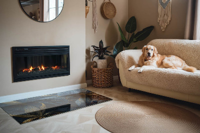 Obdĺžniková sklenená podložka pod krb Štýlové listy v štruktúre