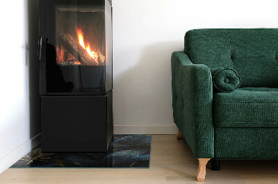 Obdĺžniková sklenená podložka pod krb Štýlové listy v štruktúre