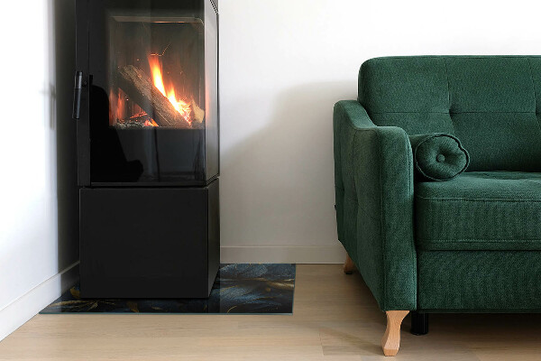 Obdĺžniková sklenená podložka pod krb Štýlové listy v štruktúre