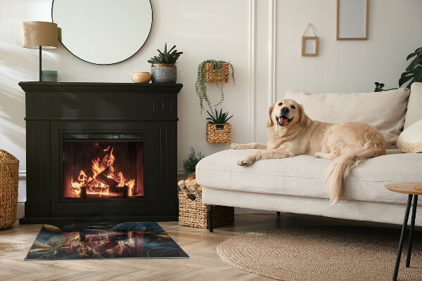 Obdĺžniková sklenená podložka pod krb Štýlové listy v štruktúre