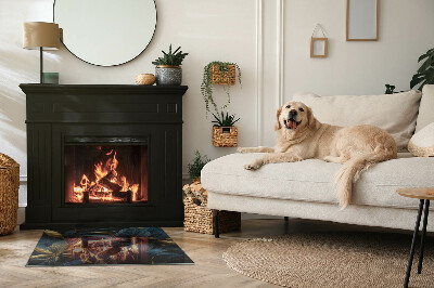 Obdĺžniková sklenená podložka pod krb Štýlové listy v štruktúre