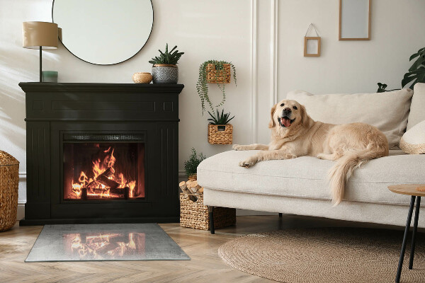 Obdĺžniková sklenená podložka pod krb Surový betón v minimalistickom štýle