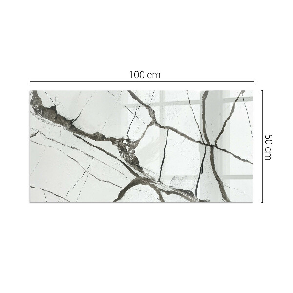 Obdĺžnikové sklo pod kachle Mramorové žily v elegantnom štýle