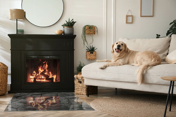 Obdĺžniková sklenená podložka pod krb Kamenný štýl v prírodnom prevedení