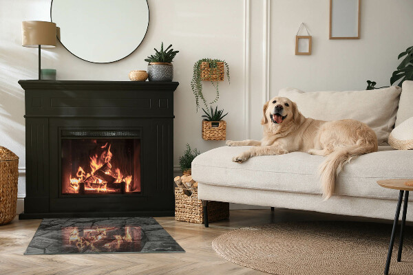 Obdĺžniková sklenená podložka pod krb Kamenný štýl v prírodnom prevedení