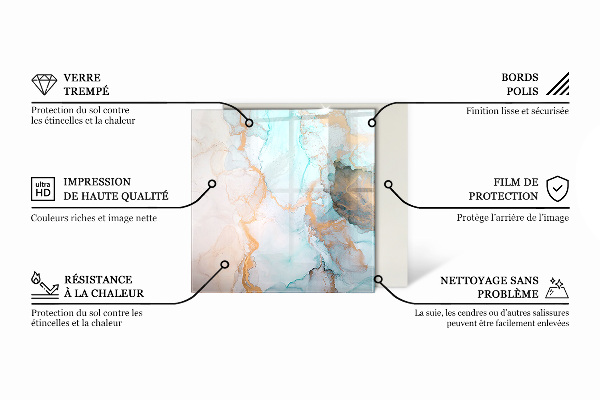 Obdĺžniková sklenená podložka pod krb Abstraktný mramorový motív