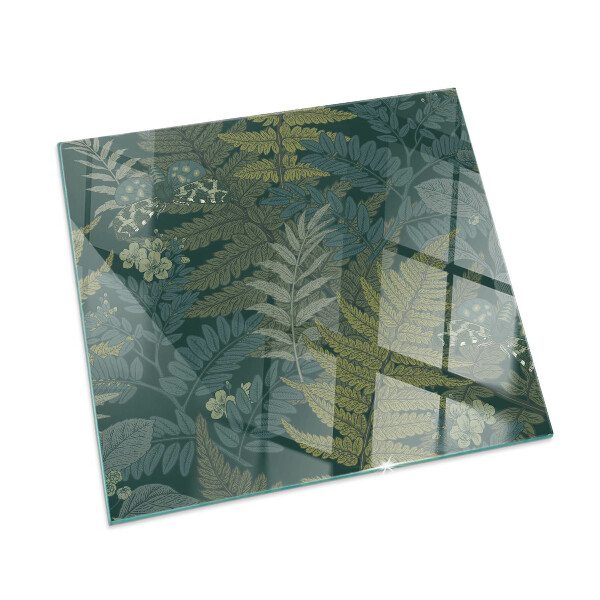 Obdĺžnikové sklo pod kachle Rastlinné vzory s motýľmi